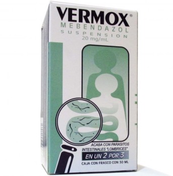 VERMOX MEBENDAZOLE SUSP 20 ML