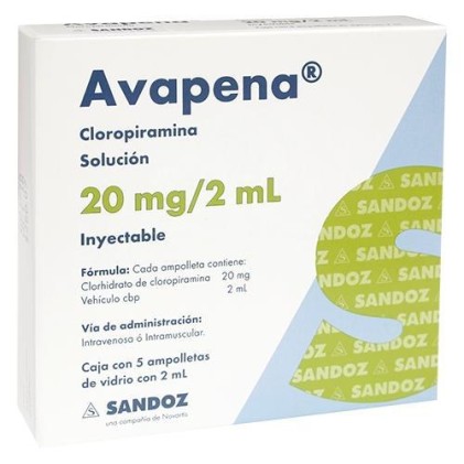 AVAPENA CHLOROPYRAMINE GENERIC  20 MG 5 AMPOULES 2 ML