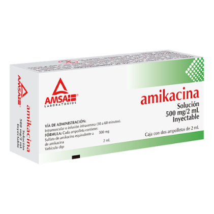AMIKACIN GENERIC 500 MG 2ML 2 AMPOULES INYECTABLE